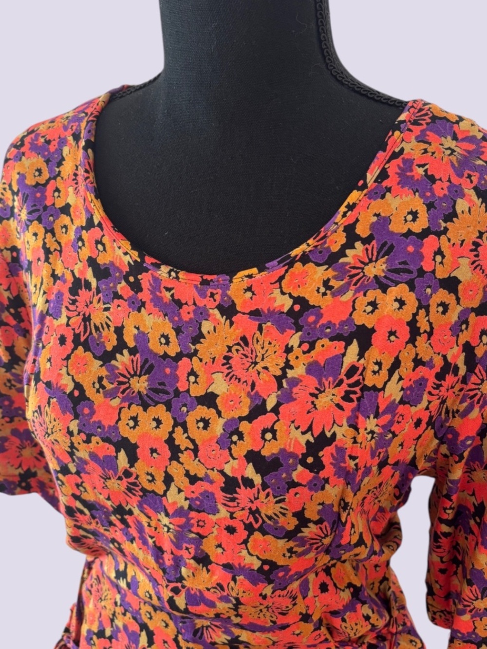 1990 Vintage floral print dress with waist ties